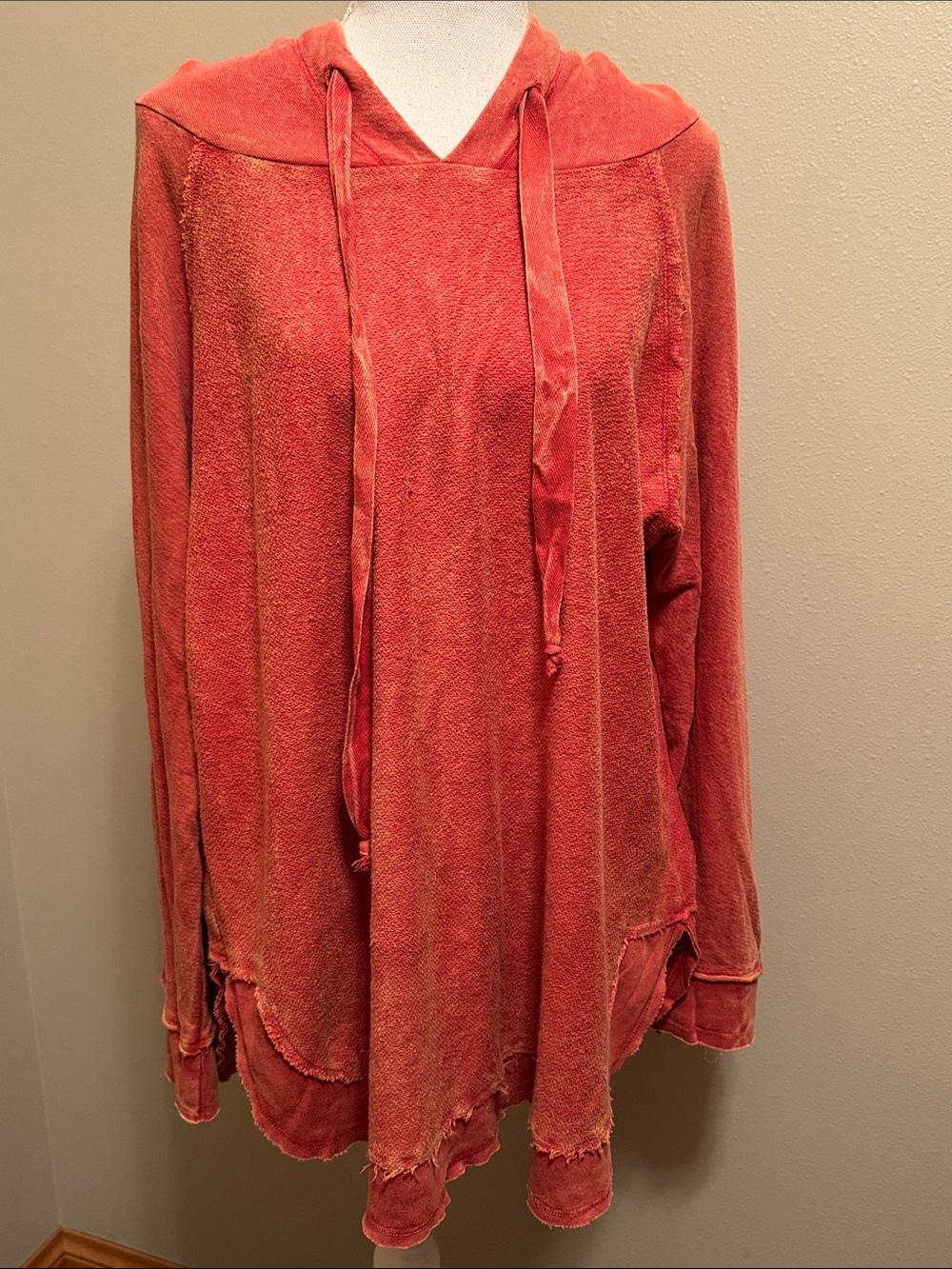 Women's Coral Distressed Hoodie - Medium